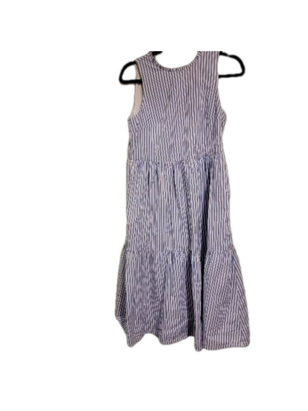 J Crew Blue and White Striped Midi Dress Size 0